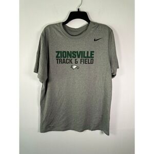 Nike T-Shirt Mens L Gray Zionsville Track & Field Dri-Fit Short Sleeve Athletic